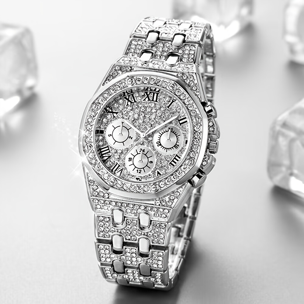 Luxury Watch Sale - 1pc Hip Hop Full Of Rhinestone