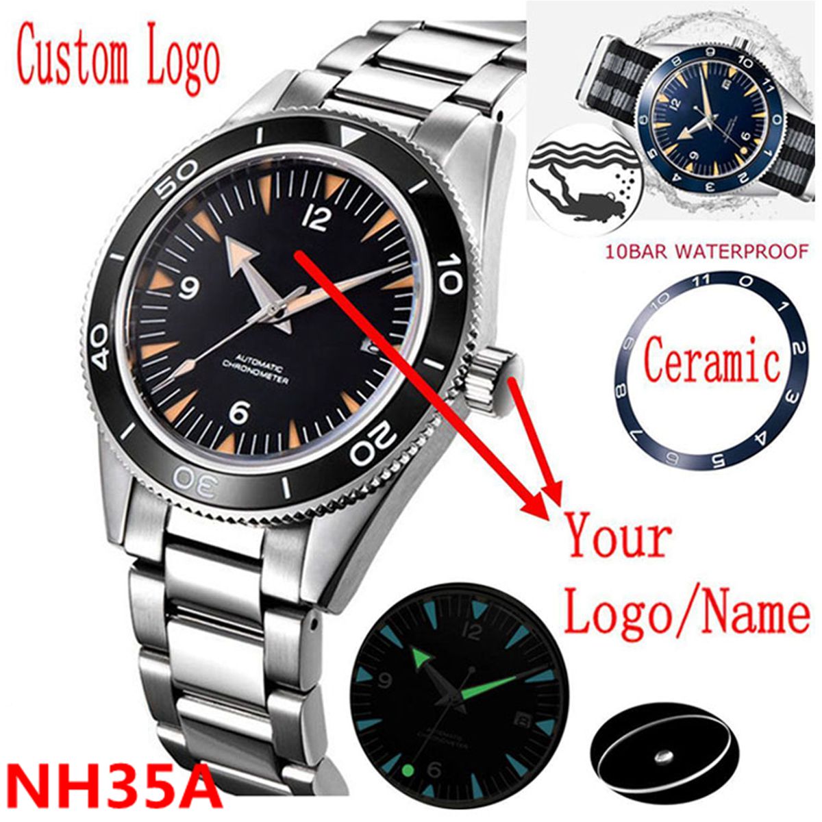 Custom Logo NH35 Movement Watc - Luxury Watch Life recension och pris