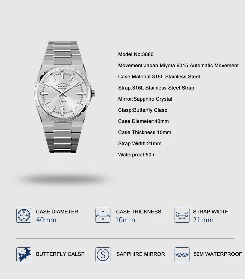 BORMAN Mens Automatic Watches  - Minute Repeater Watch recension och pris
