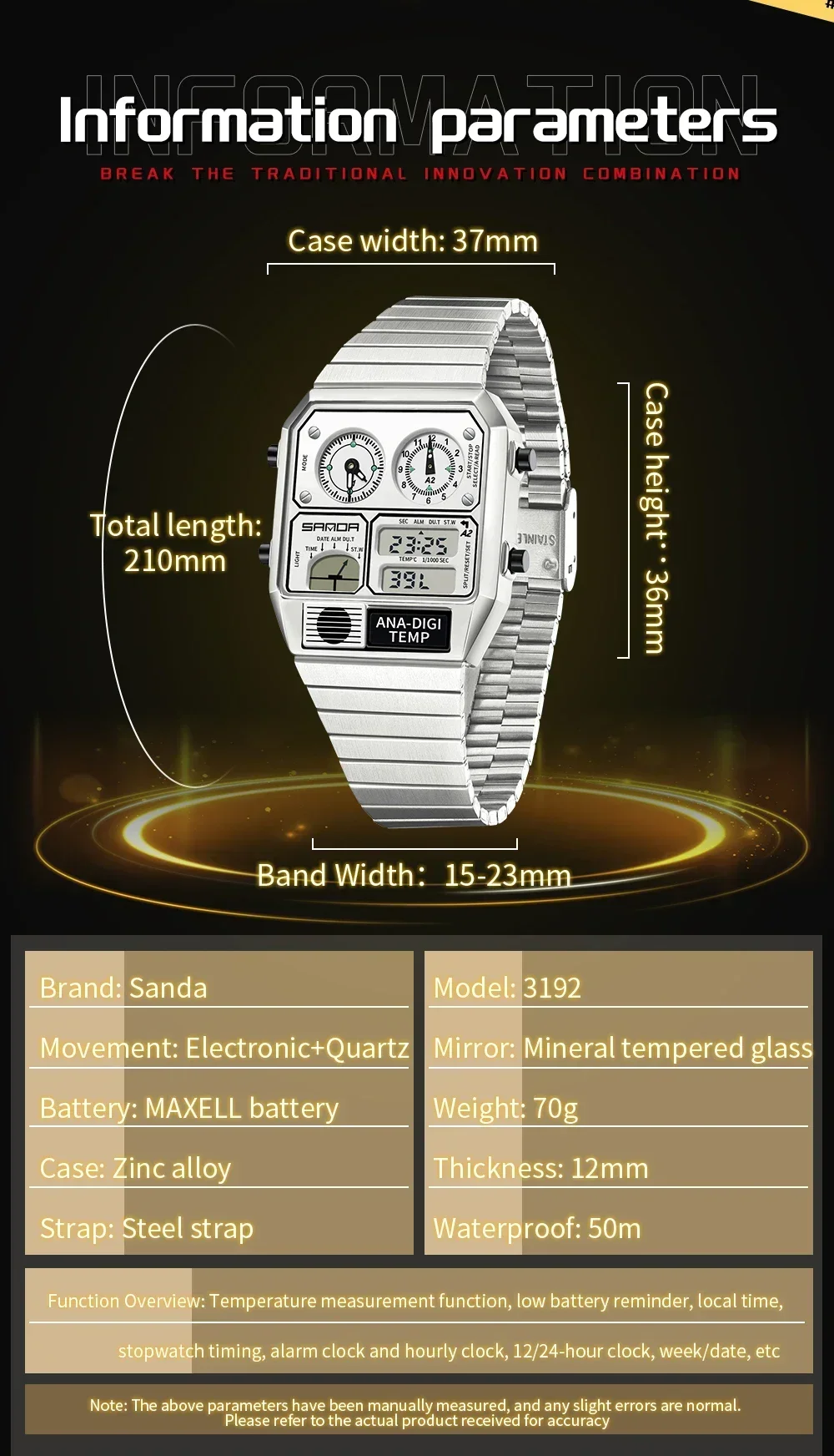SANDA 3192 Fashion Unisex Watc - Minute Repeater Watch recension och pris