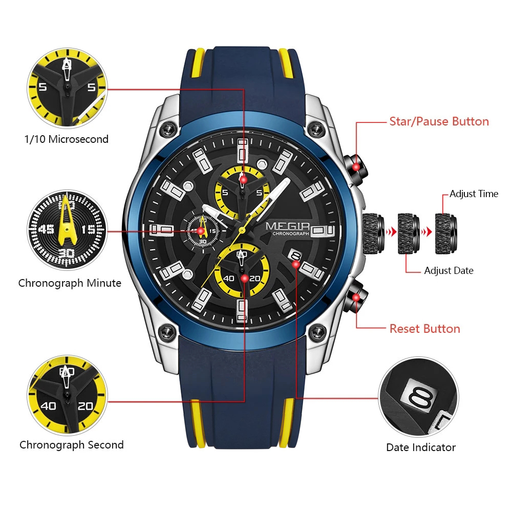 MEGIR Men's Quartz Watch Top B - Luxury Watch Rubber Strap recension och pris