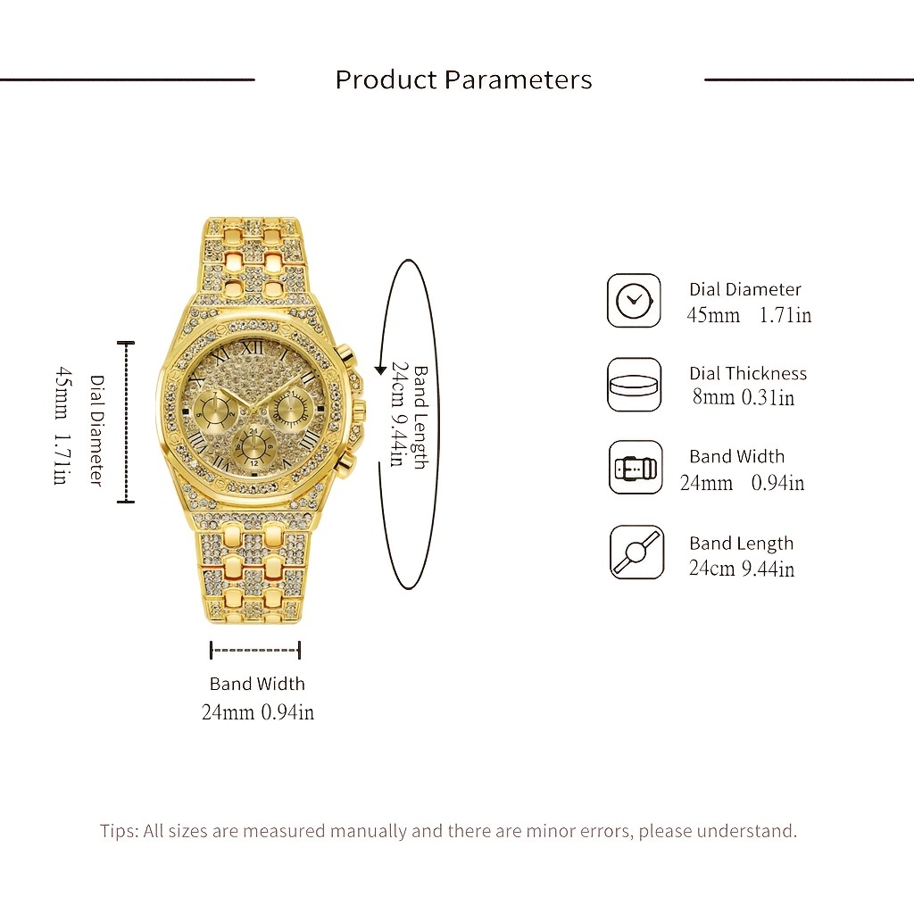 1pc Hip Hop Full Of Rhinestone - Luxury Watch Sale recension och pris