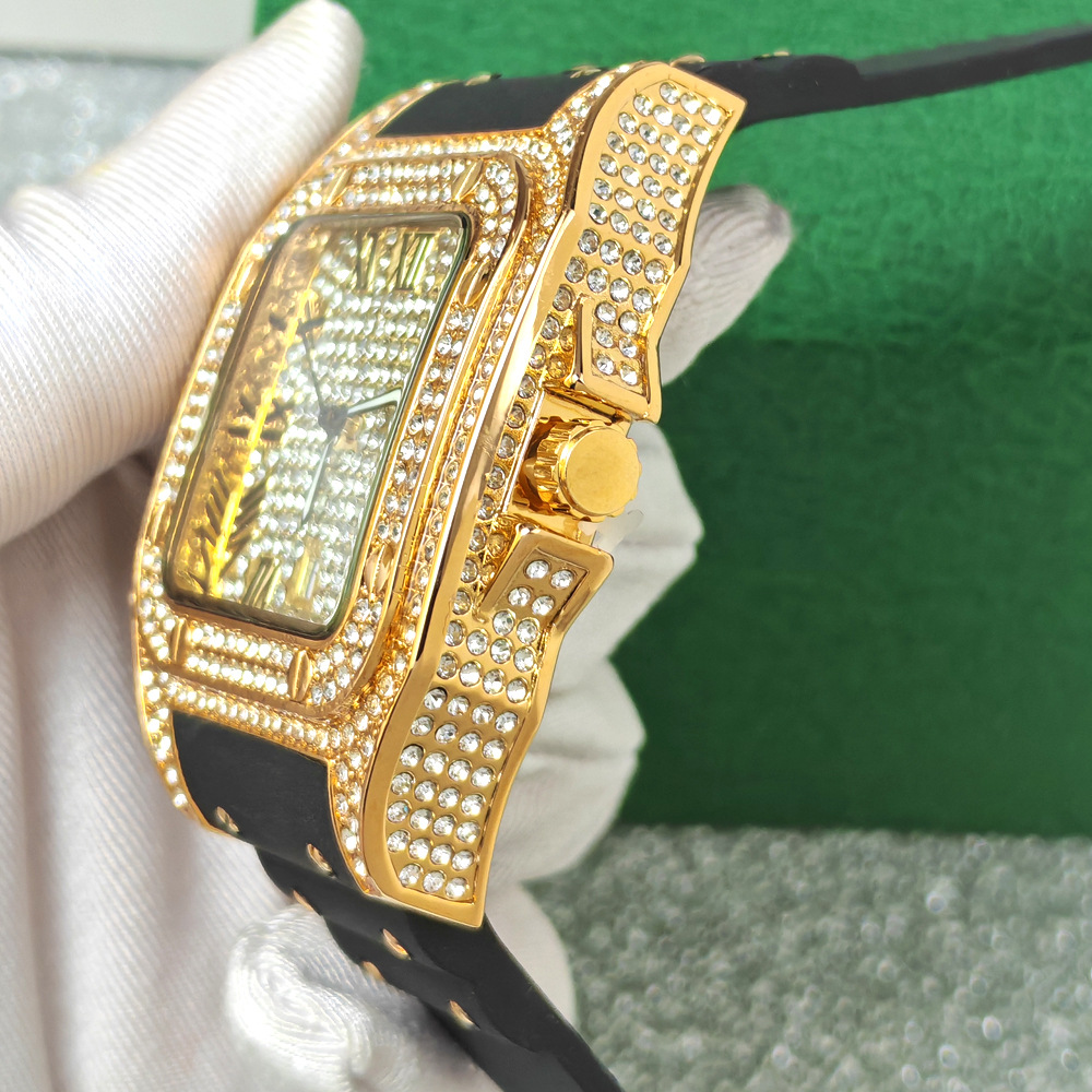 Hot Fashion Square Full Diamon - Luxury Watch Rubber Strap recension och pris