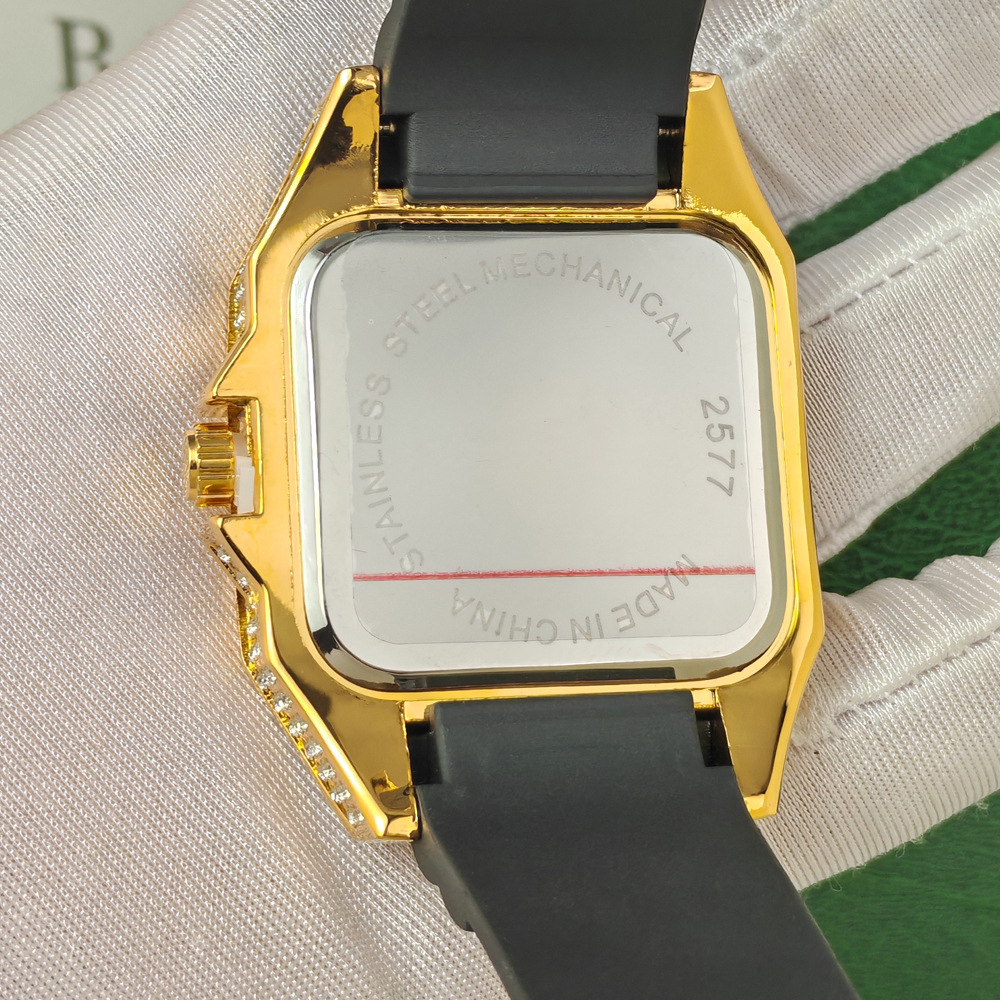 Hot Fashion Square Full Diamon - Luxury Watch Rubber Strap recension och pris