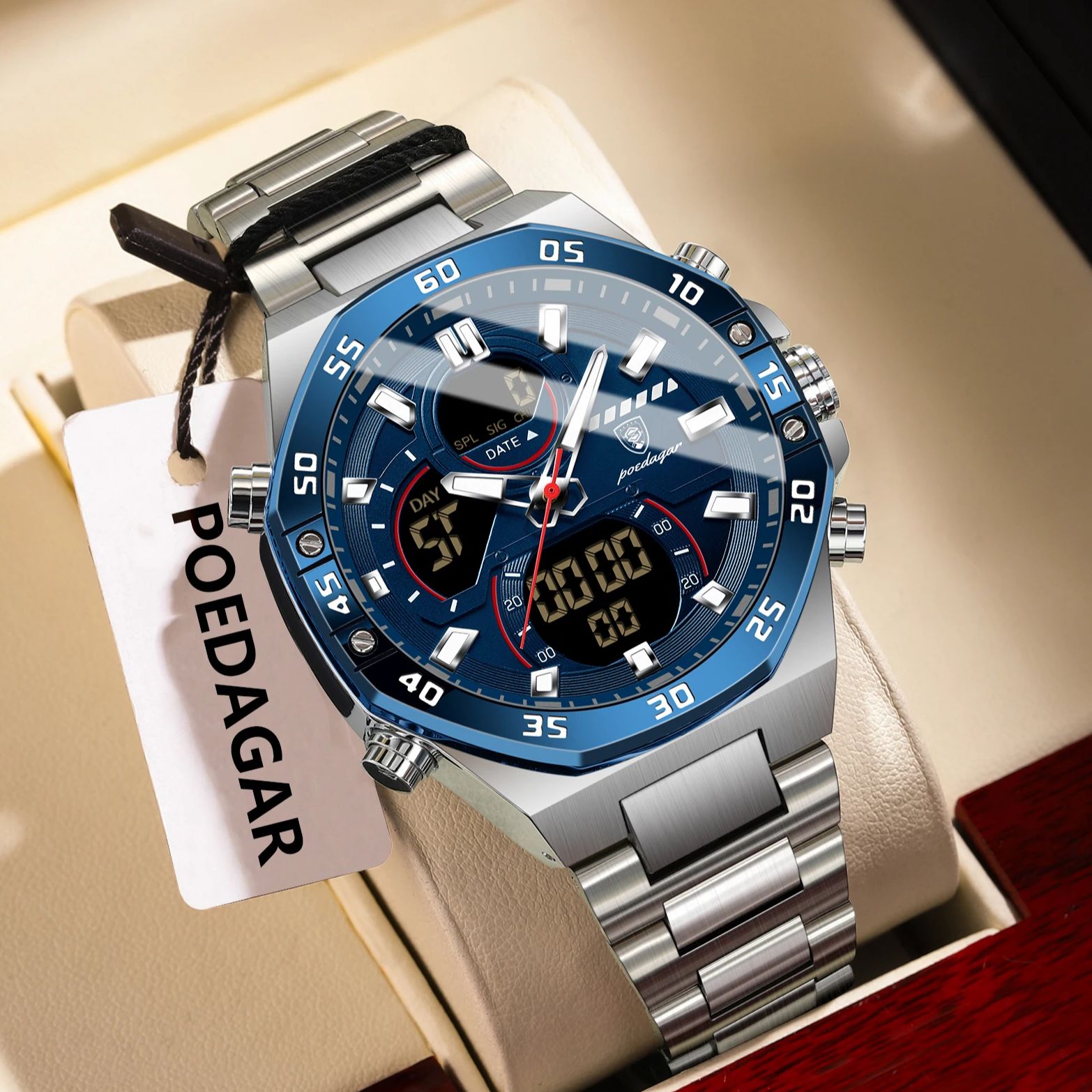 POEDAGAR Top Men Clock LED Lum - Minute Repeater Watch recension och pris