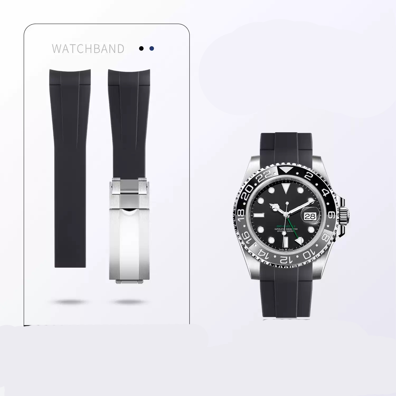 Rubber Watch For Rolex Black G - Luxury Watch Online recension och pris