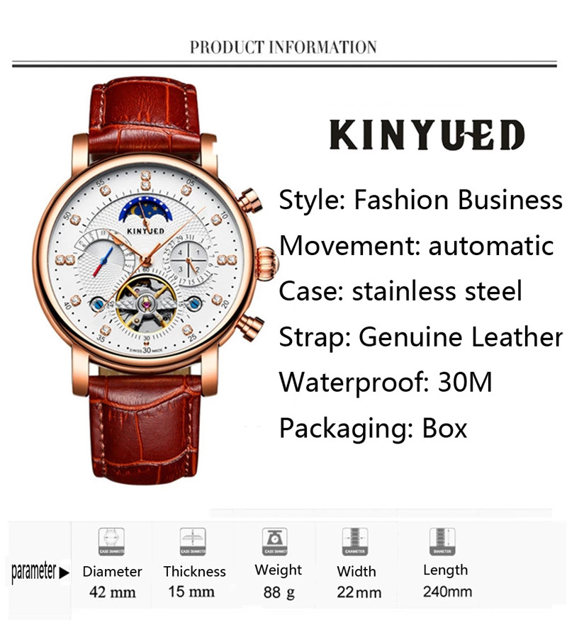 Luxury Brand KINYUED Automatic - Automatic Pilot Watch recension och pris